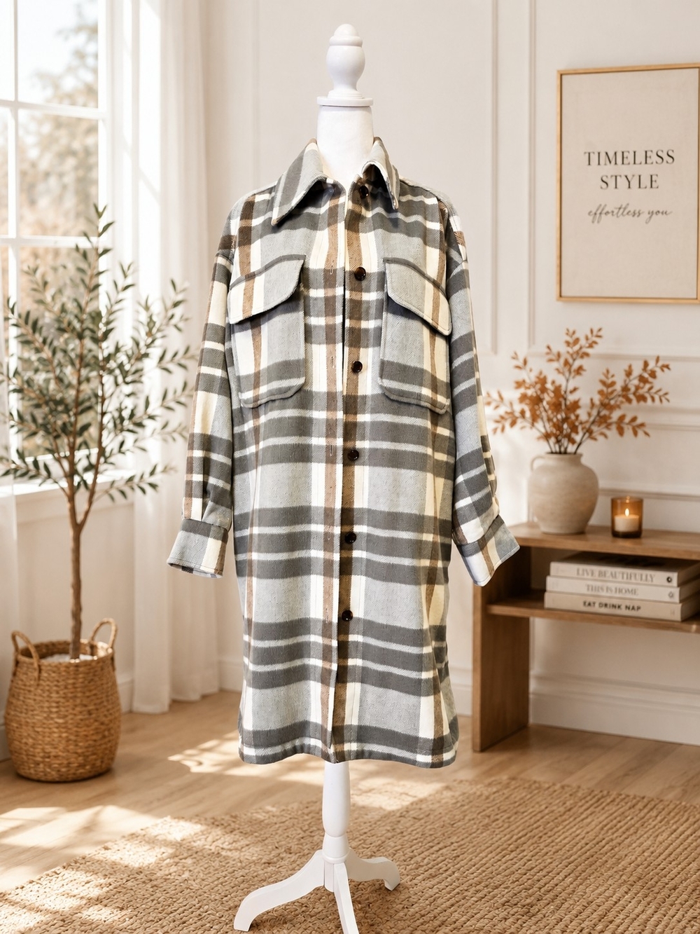 NWT Banana Republic Plaid Lined Shacket Coat | Medium | $170 Retail